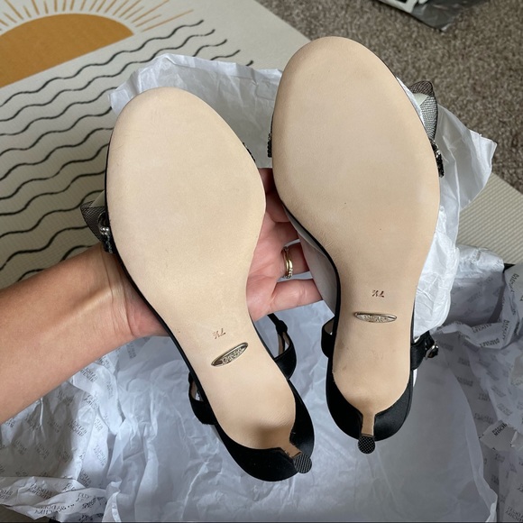 ✨ NWT Badgley Mischka Janie Bow Embellished Evening Heel in Black Satin - Picture 3 of 16